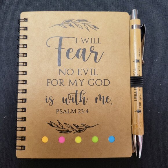 Accessories - NWOT I Will Fear No Evil For My God is with Me Notebook & Bamboo Pen
